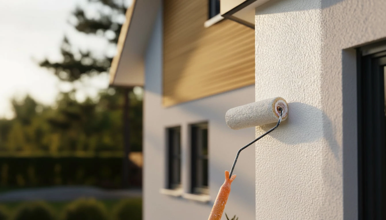 Façade moderne d'une maison individuelle avec entrée couverte